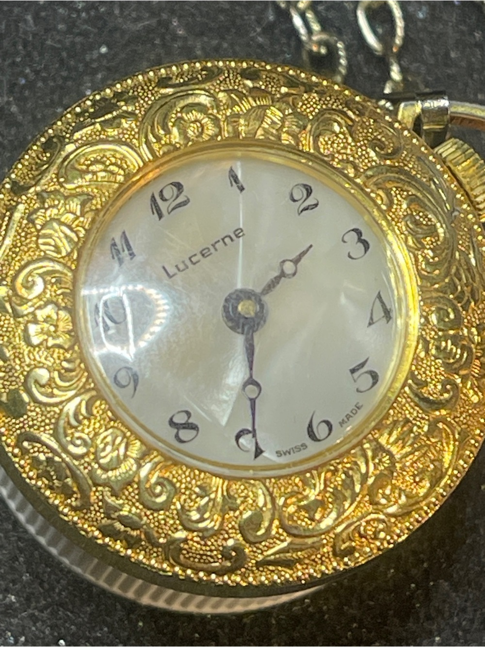 Pendant gold tone watch